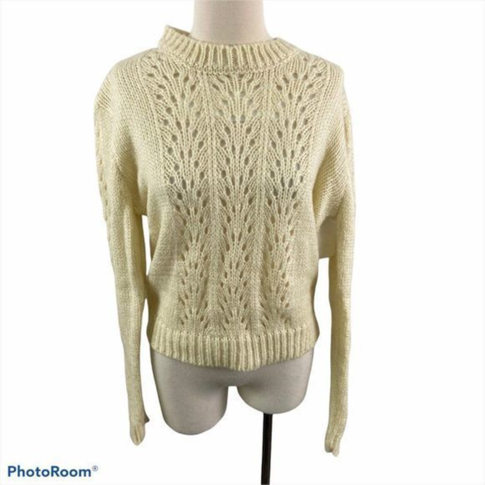 NWT WOVEN HEART Ivory Knit Crew Neck Sweater (L)‎